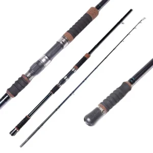 2 pieces fiberglass composite jigging rod with cork eva mixed grip full view white background