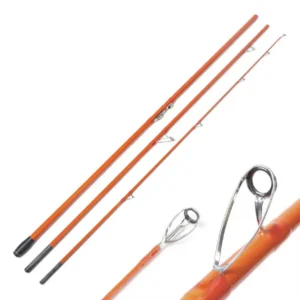 3 section composite surf fishing rod full orange blank white background