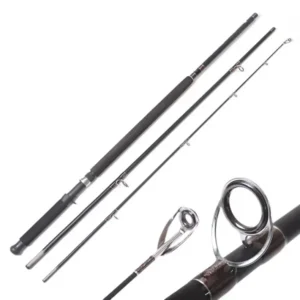 3 section composite surf fishing rod full view white background
