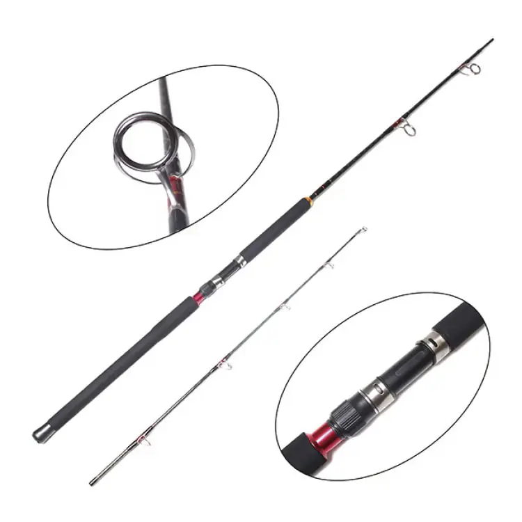3 pieces black carbon fiber jigging rod full view white background