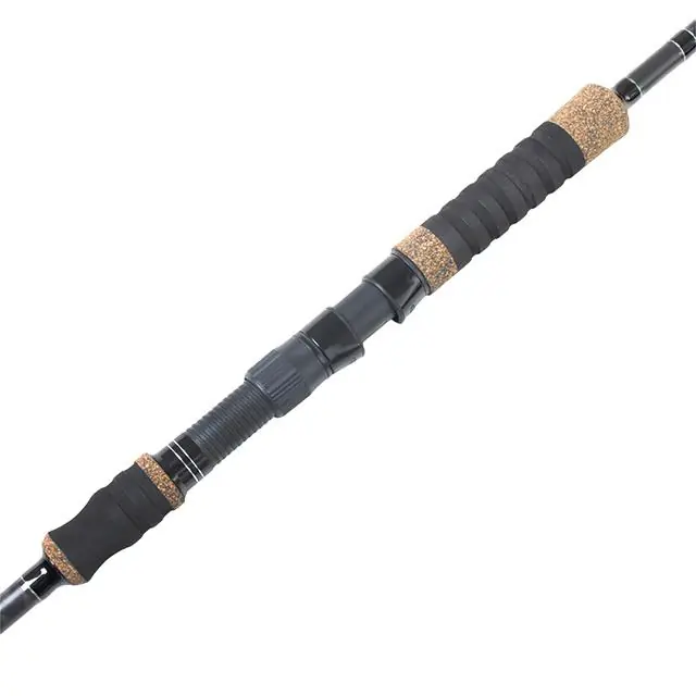 Carbon surf rod cork eva combined handle and reel seat close-up white background