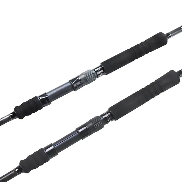Carbon surf rod EVA handle and reel seat close-up white background