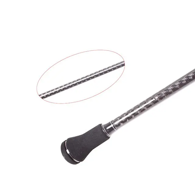 Casting jigging rod butt eva handle and woven carbon blank close-up