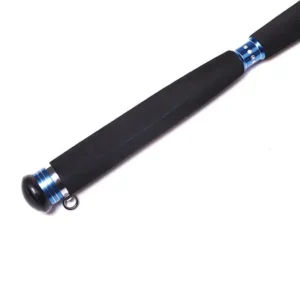 Jigging rod eva handle butt cap with lanyard ring close-up