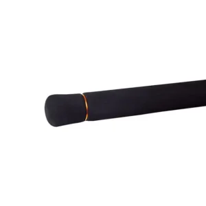 Red jigging rod black eva butt grip close-up