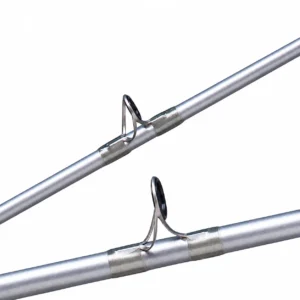 Surf rod stainless steel guide ring close-up white background