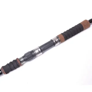 2 section jigging rod metal reel seat with cork eva handle close-up