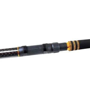 Carbon salmon trolling rod reel seat close-up white background