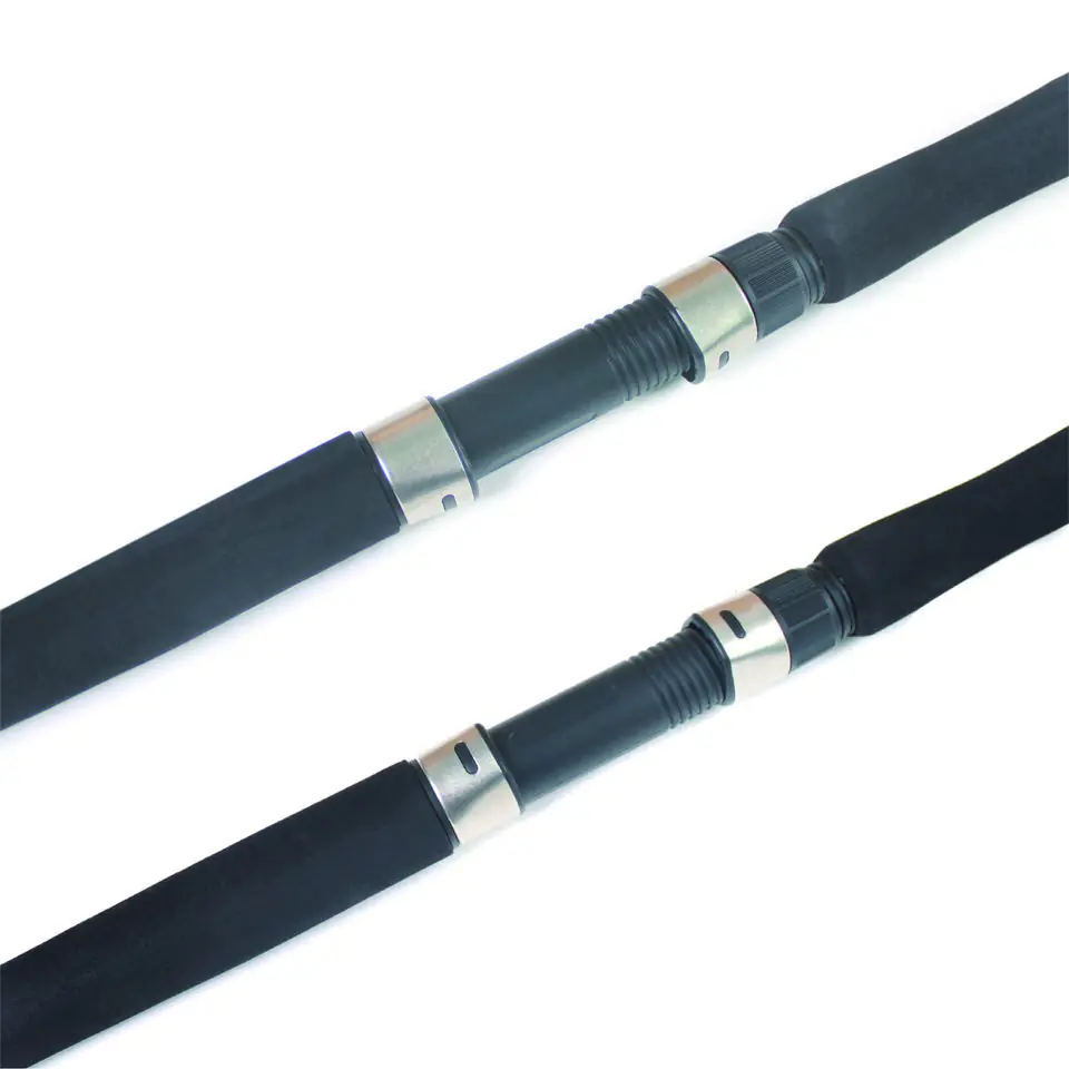 3-spinning-rod-reel-seat-metal-lock-detail.jpg Spinning rod metal locking reel seat close-up, two rods comparison