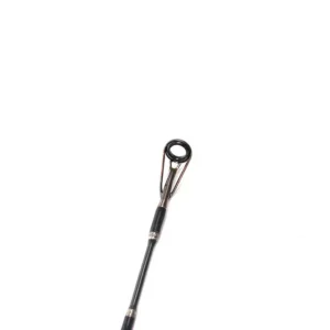 Carbon jigging rod tip guide eyelet close-up