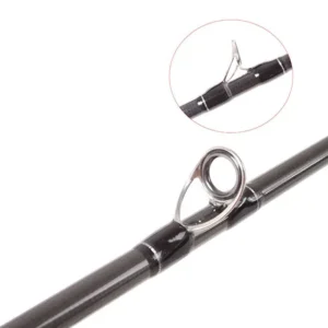 Casting jigging rod metal frame guide ring with ceramic insert close-up