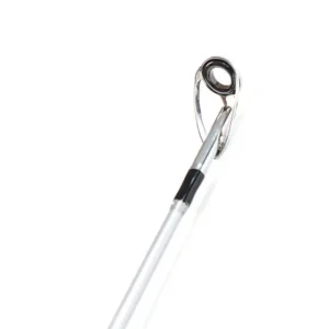 Carbon jigging rod tip guide close-up