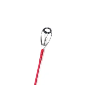 Carbon jigging rod tip guide eyelet close-up