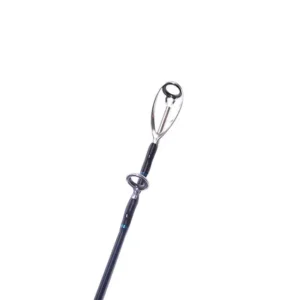 Composite jigging rod tip guide eyelet close-up