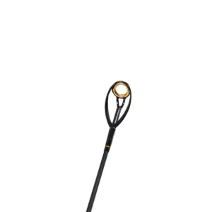 Salmon trolling rod tip top guide close-up white background