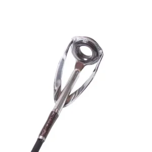 Surf rod tip top guide ring close-up white background