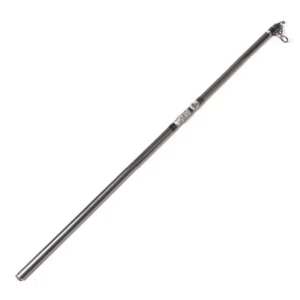 Black telescopic surf rod full length view white background