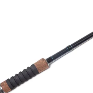 Fiberglass jigging rod cork eva grip blank joint close-up