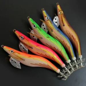 Fan arranged multi color cloth wrapped egi squid jig with lead weight keel, saltwater squid fishing lures