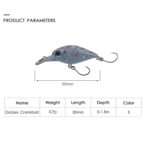 Gobies crankbait size and parameter diagram 50mm 3.2g diving depth 0-1.5m