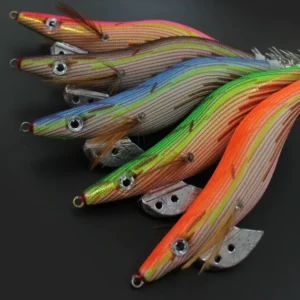 Multi color cloth wrapped egi squid jig with lead keel, striped shrimp squid lures for offshore saltwater squid fishing