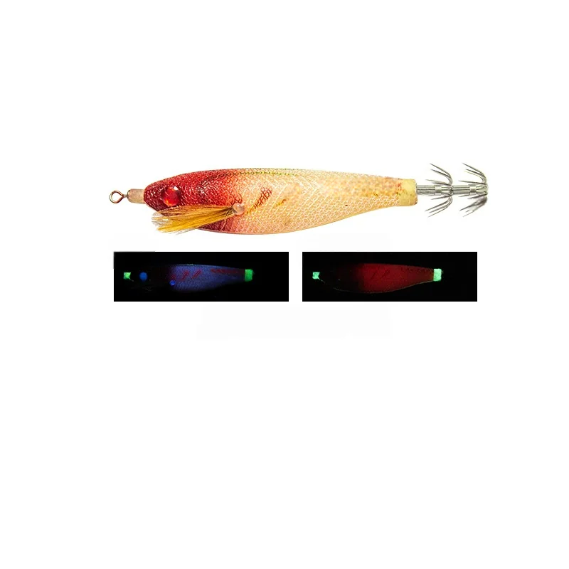 red-head-white-body-mark-luminous-uv-egi-squid-jig.jpg Red white marked pattern egi squid jig with UV reflection and glow-in-dark effect preview