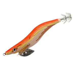 Cloth wrapped egi squid jig with lead weight, two shrimp shaped squid lures with 3D eye and stainless steel squid hook for saltwater squid jigging