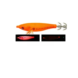 Solid orange cloth wrapped egi squid jig with UV and glow luminous effect for saltwater squid jigging