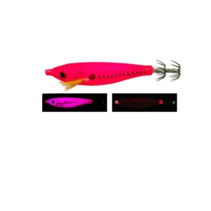 Solid pink cloth wrapped egi squid jig with UV and glow luminous effect for saltwater squid fishing