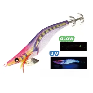 UV glow pink purple cloth EGI squid jig with luminous body for night fishing