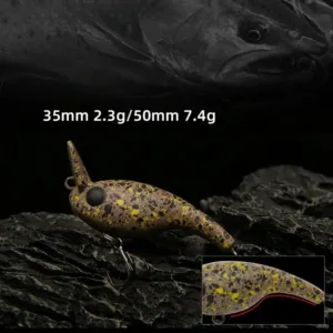 Internal lead weight balance design and wide-wobble swimming path diagram of micro crankbait