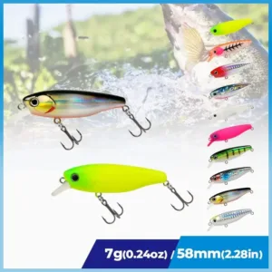 Slow sinking minnow fishing lure 58mm 7g hard bait in multiple laser color options