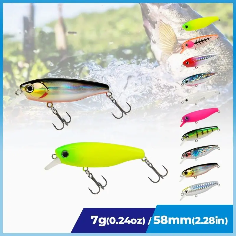 Slow sinking minnow fishing lure 58mm 7g hard bait in multiple laser color options