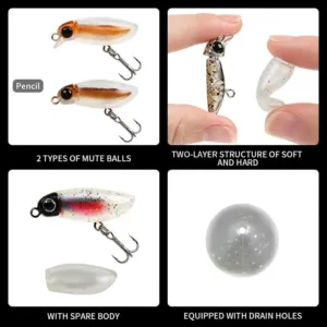 Soft outer body cover and hard core two-layer structure with drain holes for micro lure