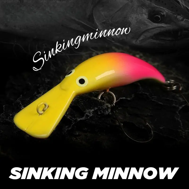 Ultralight sinking minnow fishing lure 38mm 2.3g with vibrant yellow pink body