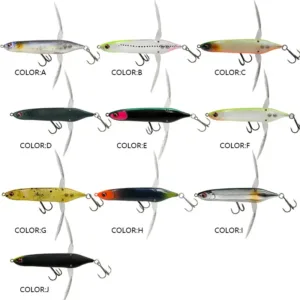 10 color options chart for 80mm 6.6g topwater winged cicada fishing lure
